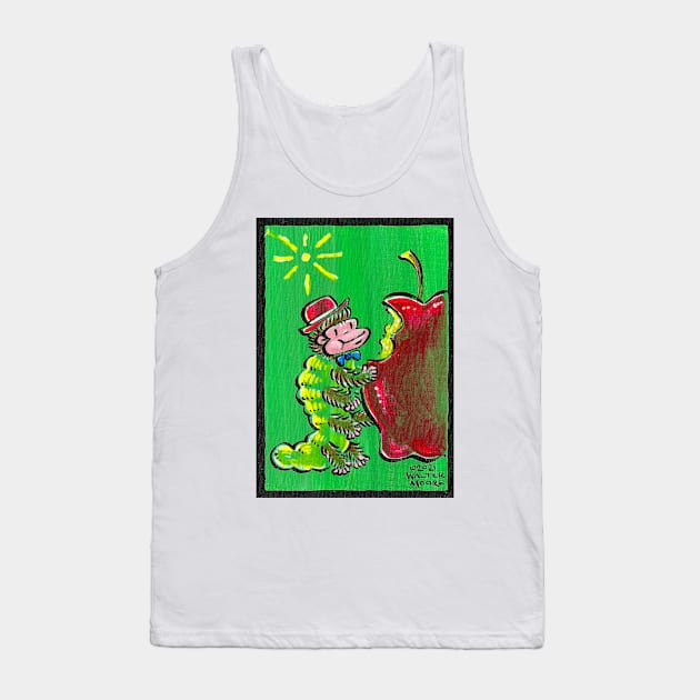 Caterpillar Ape in Red Hat Munches on Apple 019 Tank Top by WalterMoore